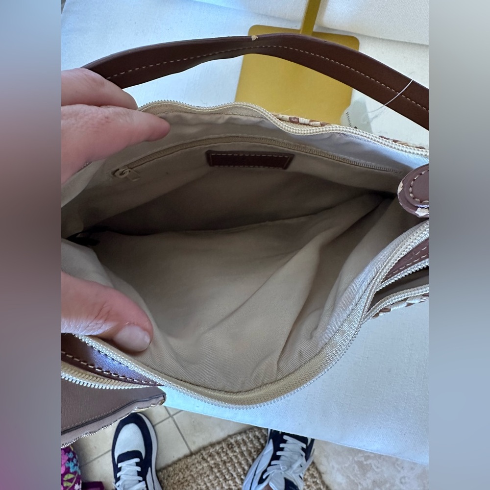 Etienne Aigner Vintage woven straw shoulder bag purse 2 Tone Beige Brown NWT - Picture 5 of 7